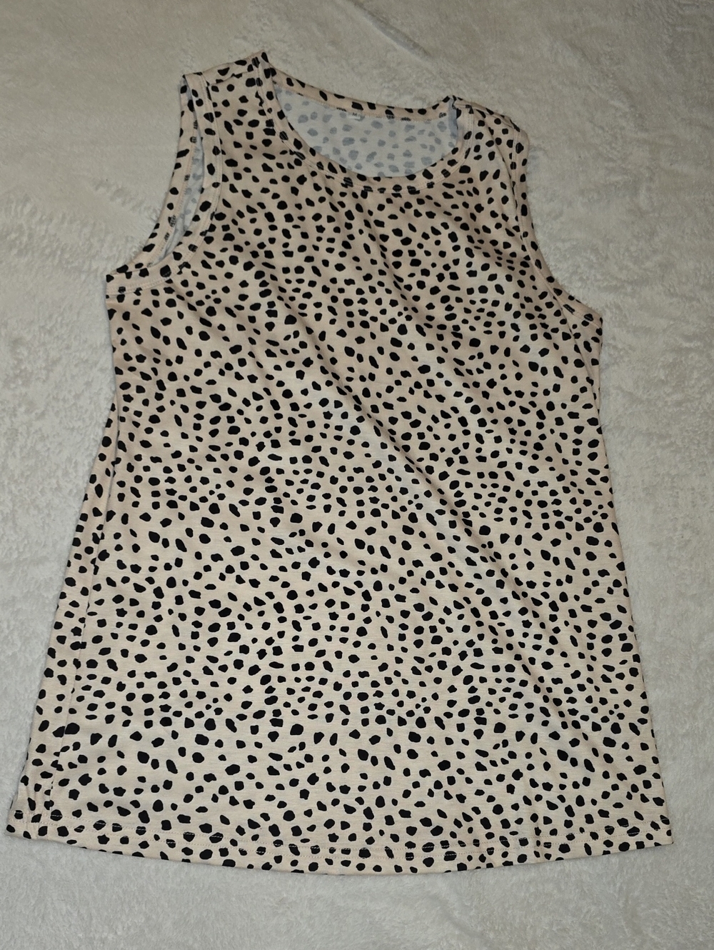 Sleeveless Dalmatian Print Tank Top - Black on Cream